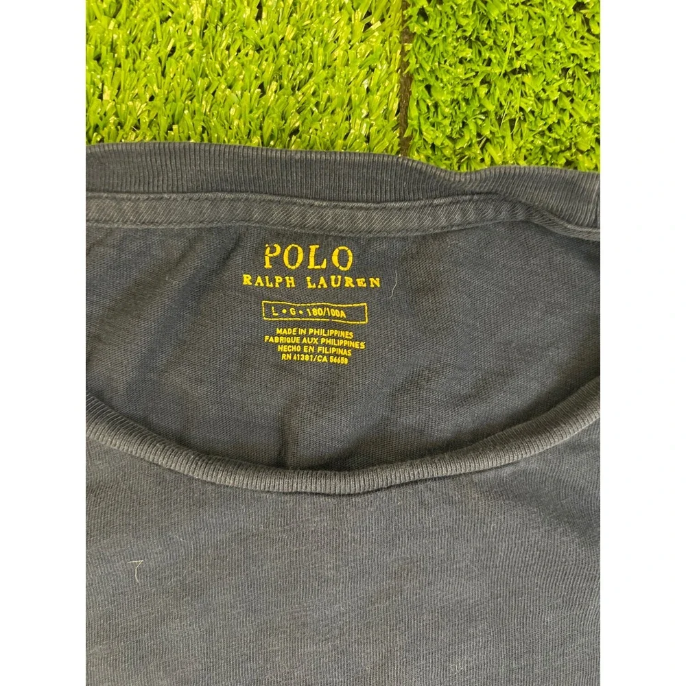Polo Ralph Lauren Mens‎ Long Sleeve Pocket T-Shirt Blue Eagle Big Logo Large